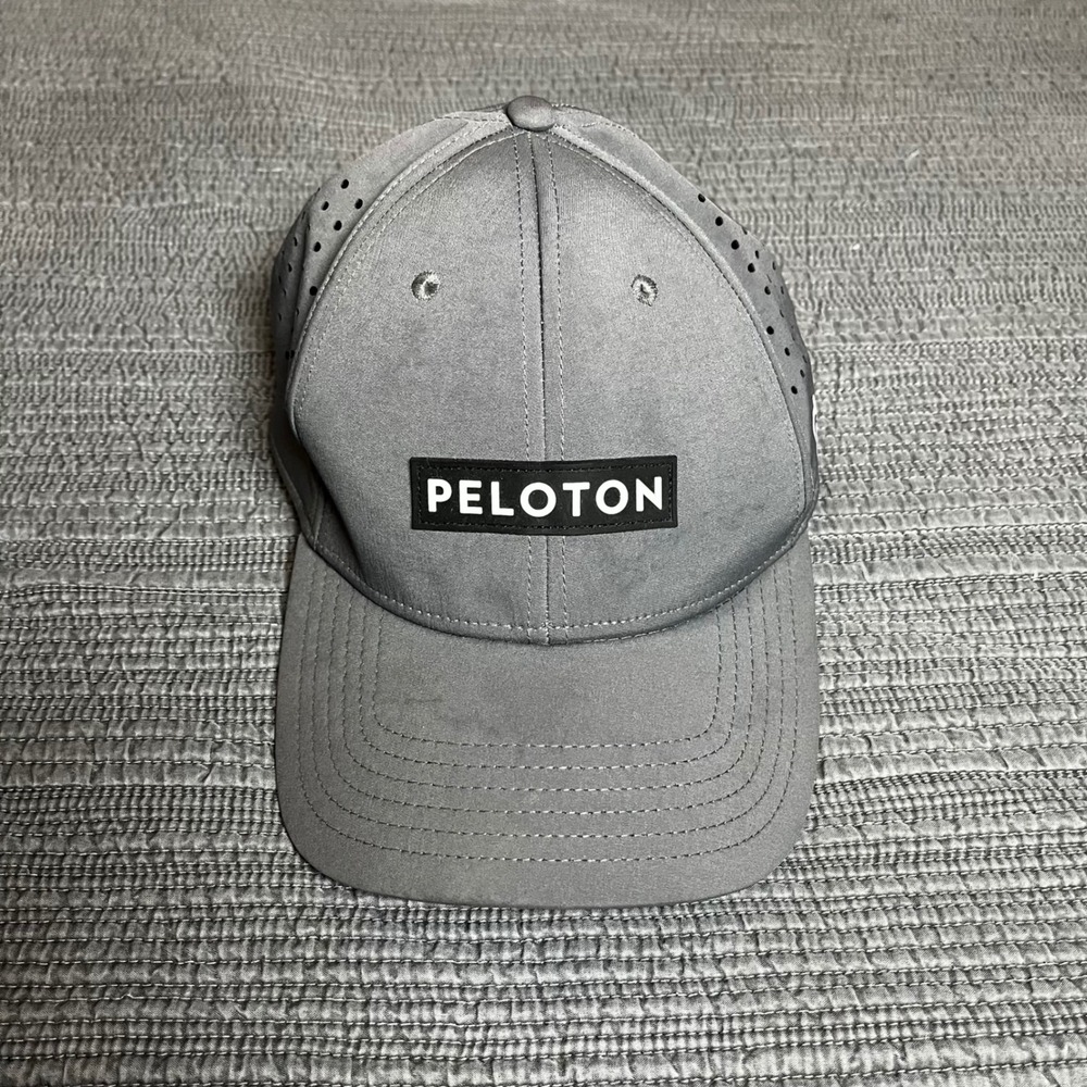 Peloton Hat Gray Performance Baseball Cap Laser Cut Perforated Snapback Unisex‎